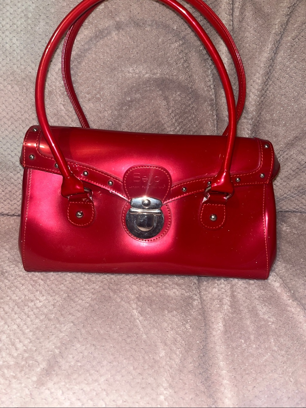 Beijo Red Patent Leather Handbag New Without Tags